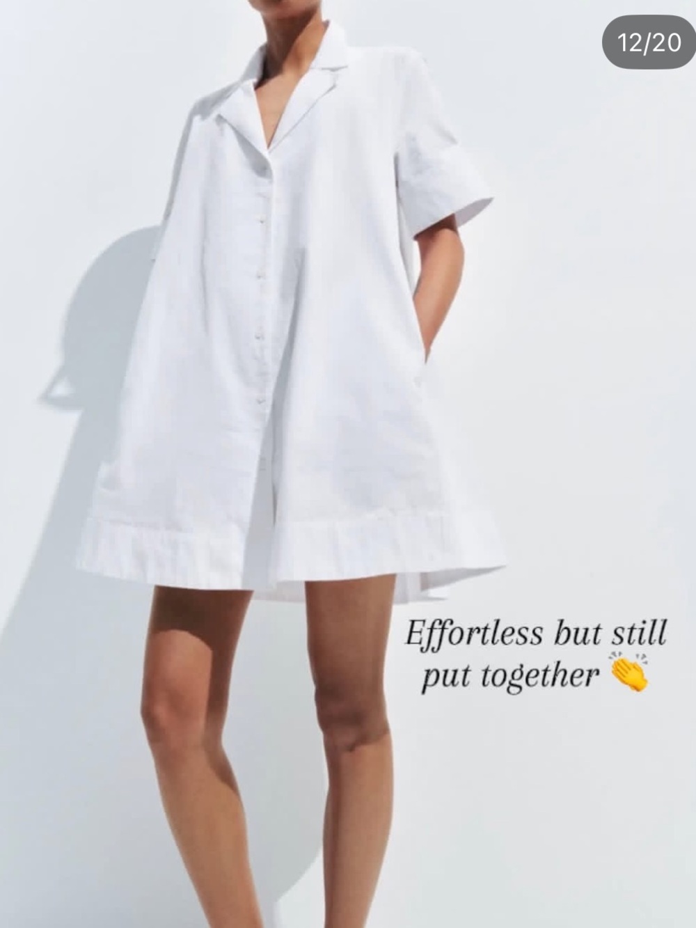 Zara NWT ZW Collection white poplin mini dress short sleeve 2731/052
